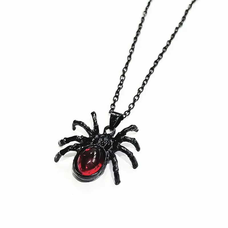 Cadılar bayramı örümcek kolye küpe büyük siyah ve kırmızı örümcek kolye cadılar bayramı partisi kostüm aksesuarları kolye erkekler için