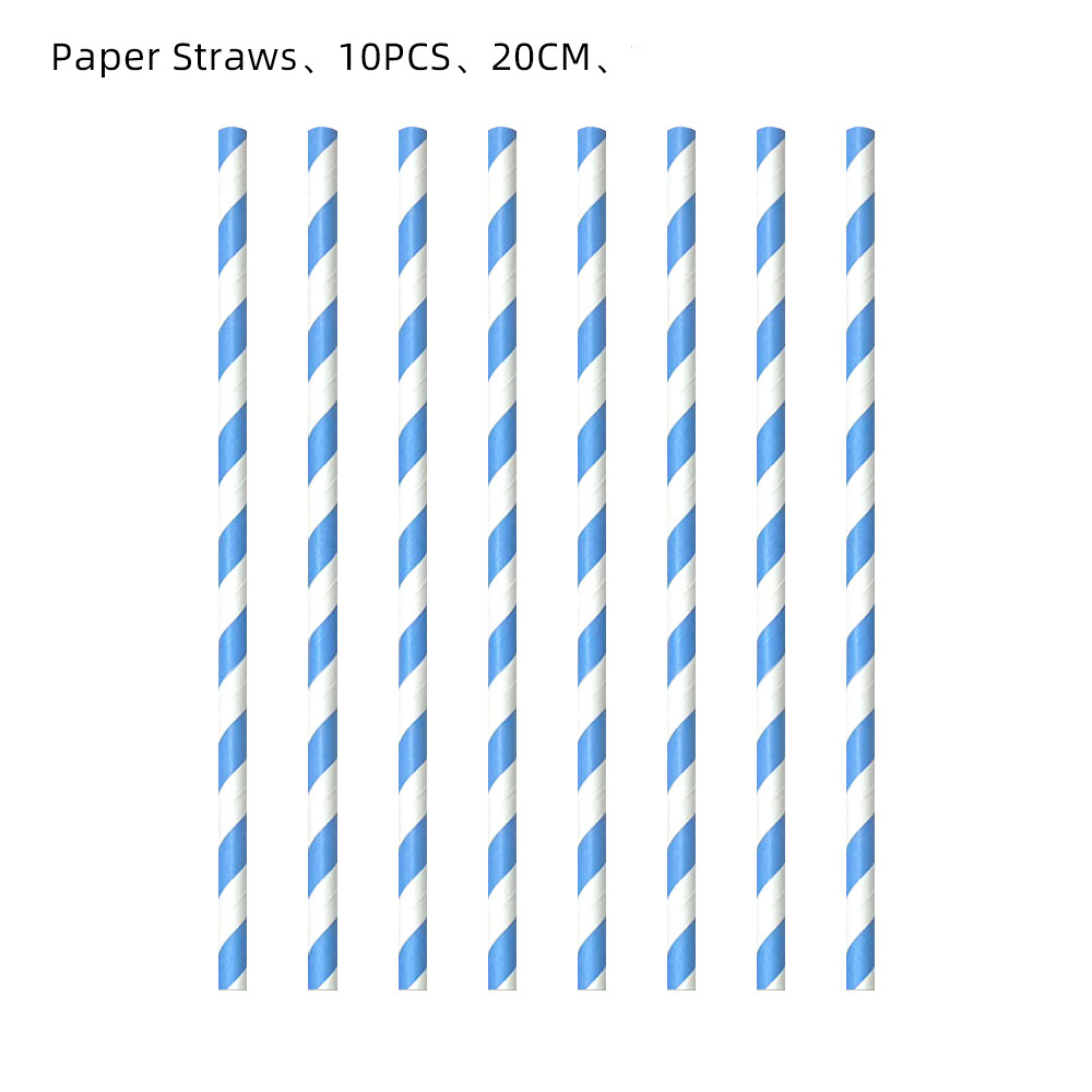 Paille en papier bleue-10 pièces