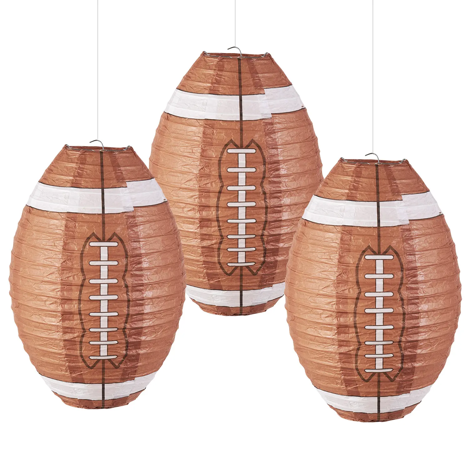 Nuevo diseño de linternas de rugby recicladas de 12 pulgadas, linternas de papel decorativas para colgar festivales