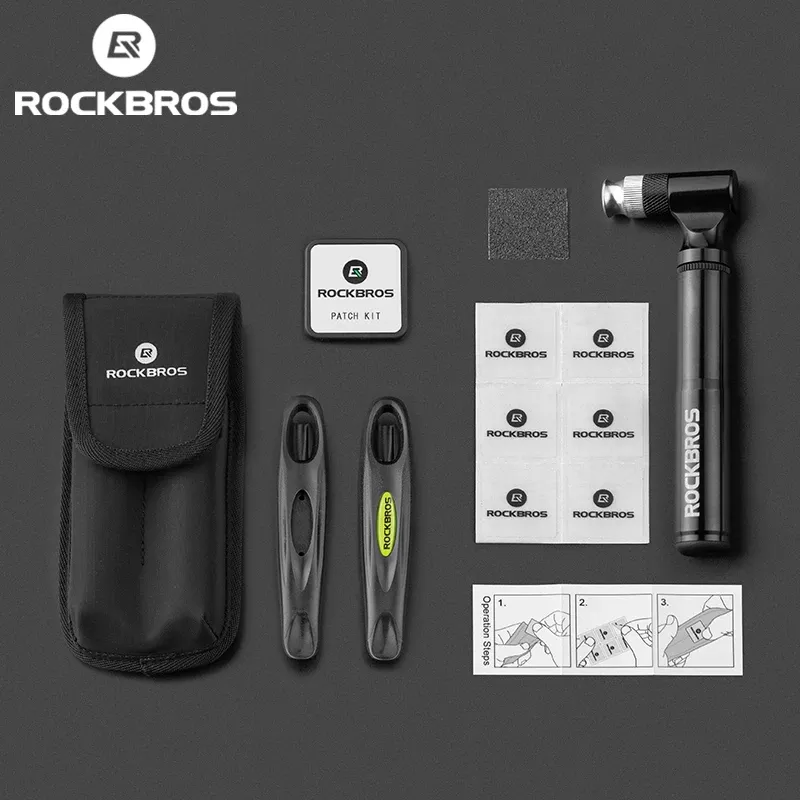 ROCKBROS-mochila portátil para bicicleta, Kit de herramientas de reparación, bolso, Parche de neumático de bomba, palanca de neumático, accesorios para bicicleta, multiherramienta