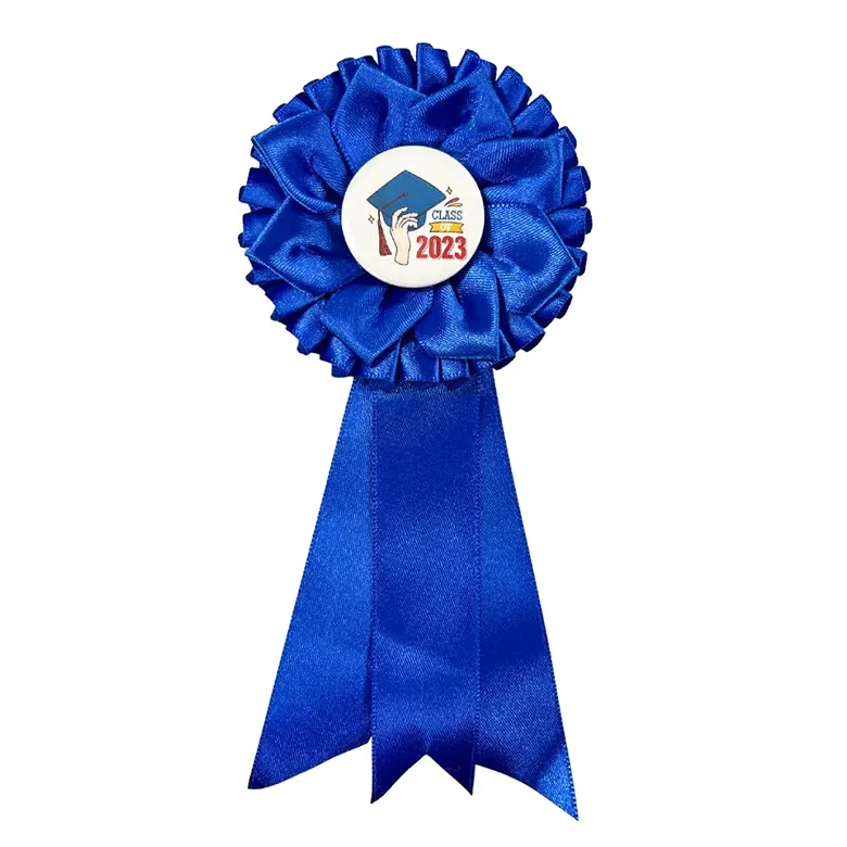Logo di Design personalizzato stampato rosetta premio nastri di raso 1 ° posto rosetta Dog Horse Show