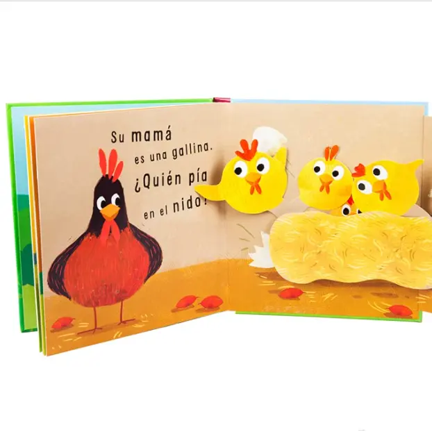 Os materiais ecológicos da impressora do cantão crianças educacionais meu primeiro espanhol 3d pop up livro