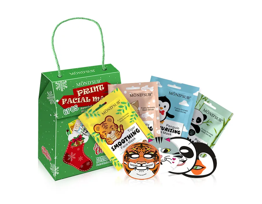 Umidade Animal Print Face Maskss Folha Beleza para Crianças Xmas Face Care Gift Set Mascarillas Faciales Máscaras Faciais Funcionais