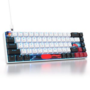 Interruptores personalizados de 68 teclas 60% Gaming LED retroiluminado Teclado mecánico con cable USB Compatible para PC Laptop Tablet
