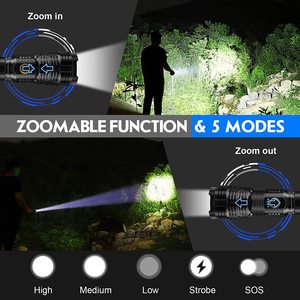TAIKOOXHP90ハイパワーLED懐中電灯トーチ強力な20000ルーメン懐中電灯、ハンマー入力出力電気機能付き - Product Image 4