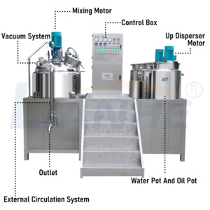 1t 1000lL 2T 3t çift yönlü karıştırma dikişsiz kürek kozmetik yapma makinesi soğutma tankı yüksek hızlı kesme emülsifiye karıştırıcı - Product Image 3
