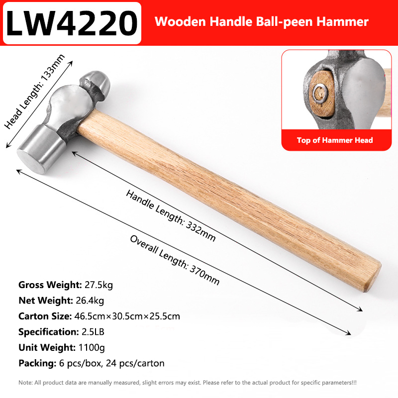 2.5LB Wooden Handle Ball-peen Hammer