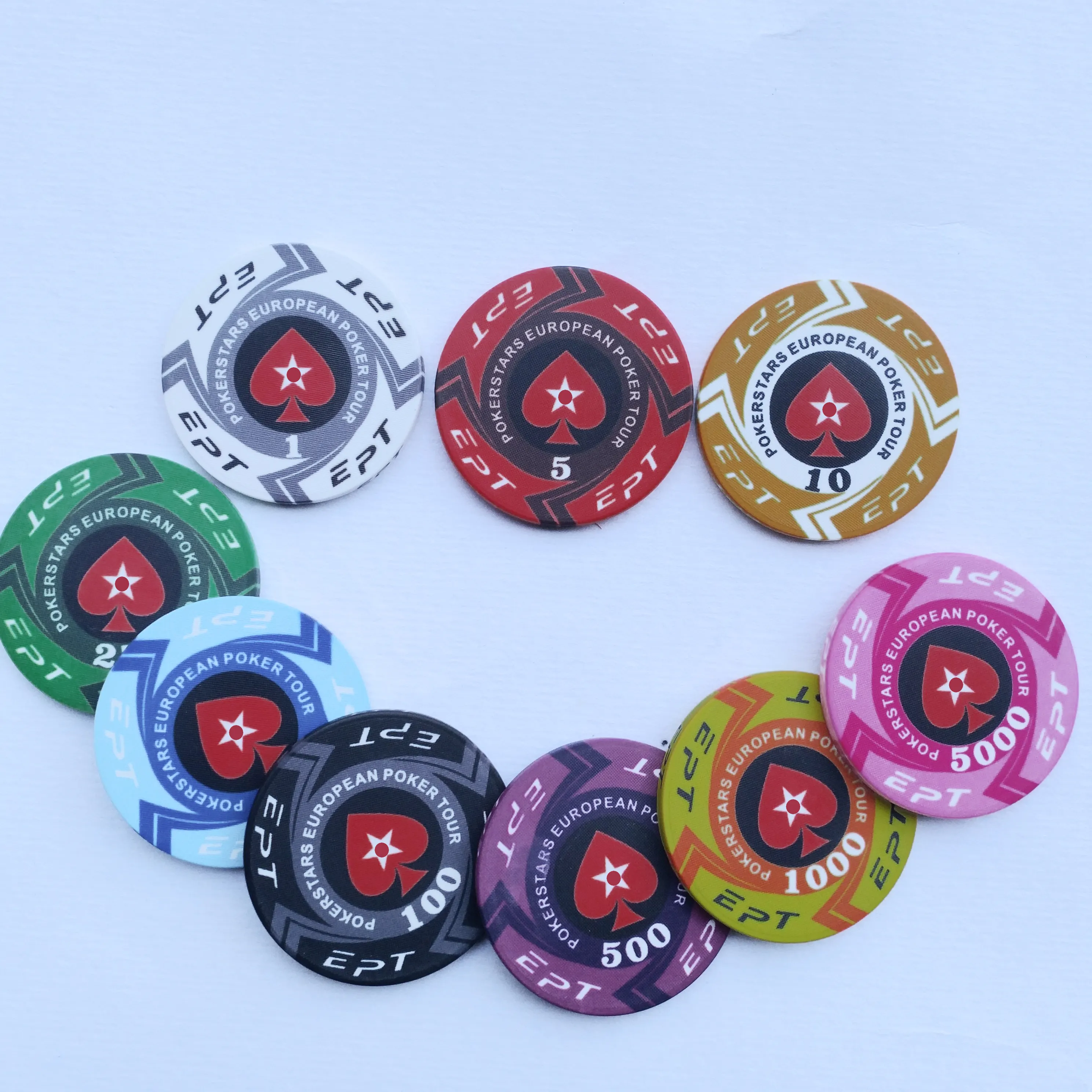 Fichas de póquer de cerámica EPT, calidad de Casino, Chips de cerámica en blanco personalizados