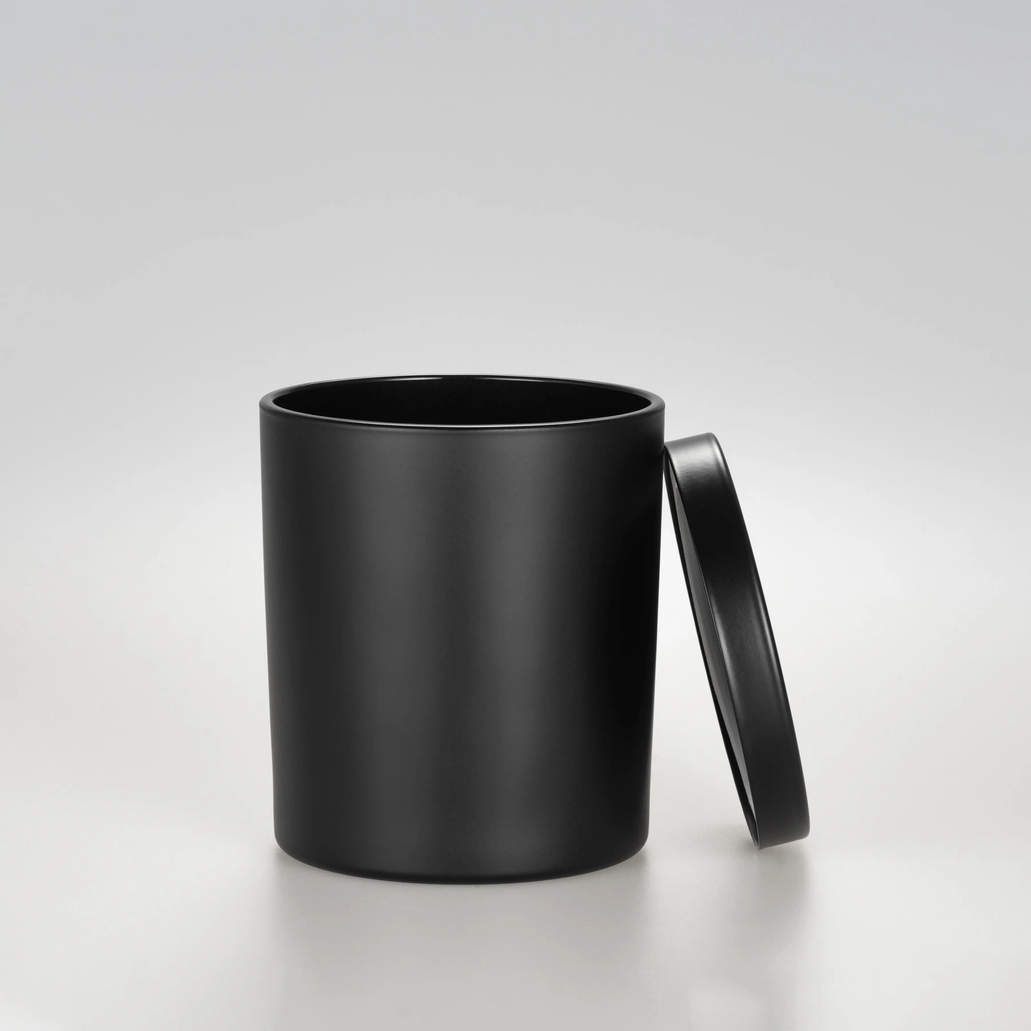 Tarro de vela de vidrio negro mate de 7oz con tapa de metal negro mate de hierro para decoración del hogar y fabricación de velas