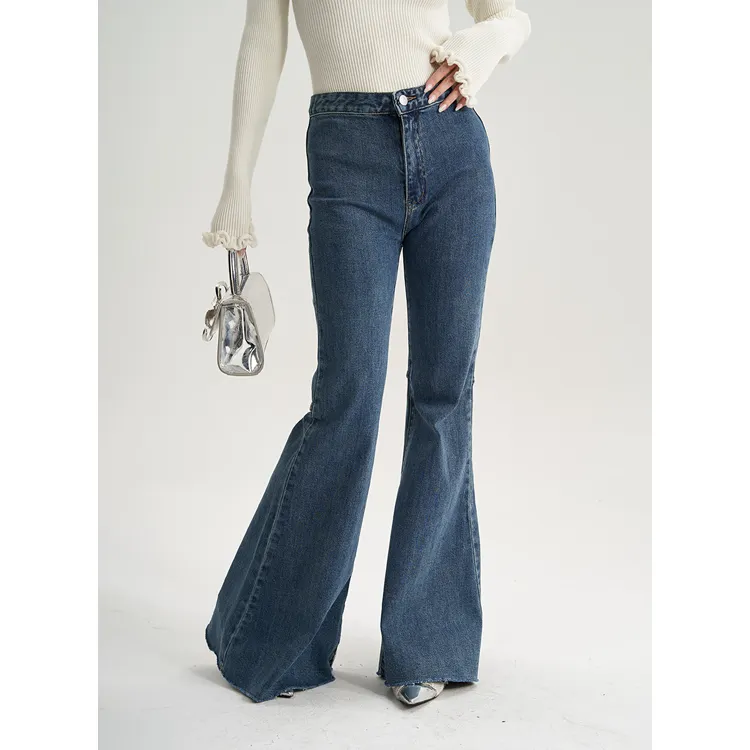 Hochtaillierte aufgeweiterte Jeans Pferdeschnur retro Slim Abnehmen Hip-Lift verlängerung Drag-Hose Gewürz-Mädchen Damenhosen