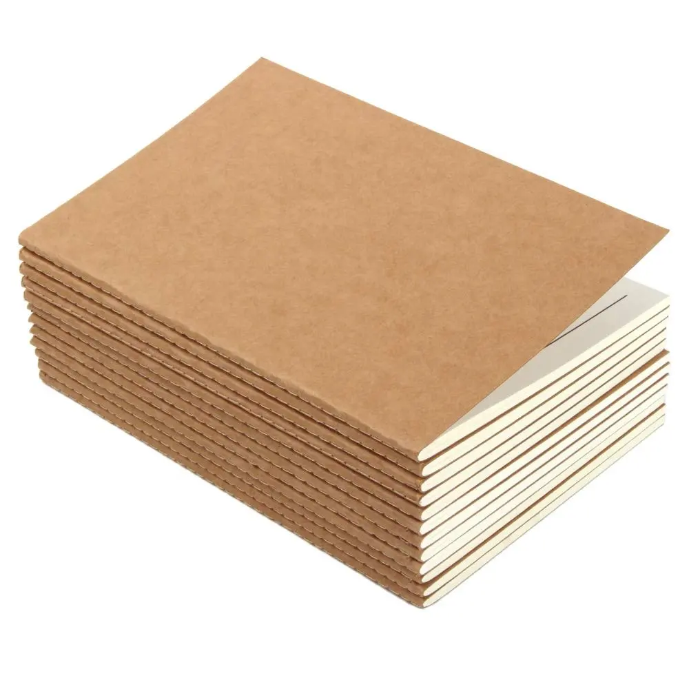 Quaderno promozionale all'ingrosso personalizzabile marrone foderato scuola Oem Kraft Paper Notebook