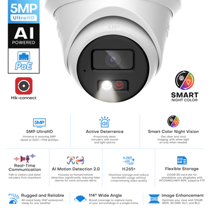 美国股票Hik兼容户外5MP智能双光双向音频运动检测2.0网络PoE IP摄像机 - Product Image 2