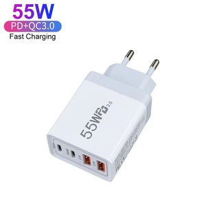 55W3ピンUK EU USAU携帯電話充電器デュアルPD20WデュアルQC3.03.1A急速充電電源アダプターUSB壁充電器