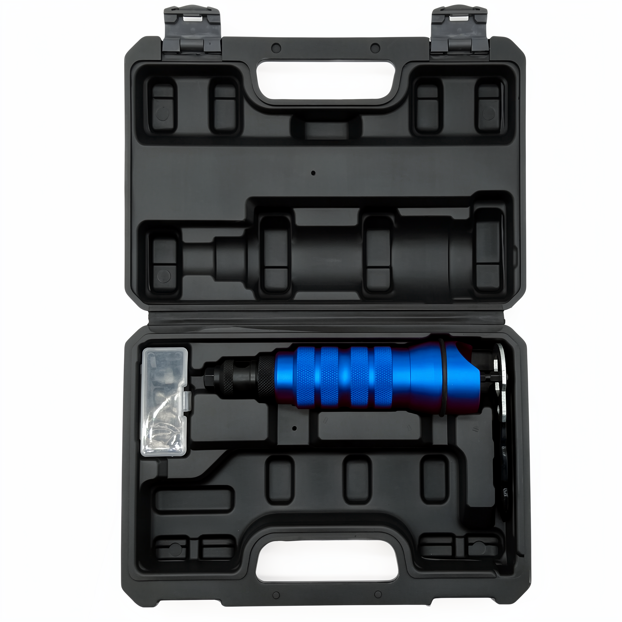 Juego azul de aleación de aluminio para adaptador de pistola remachadora eléctrica.