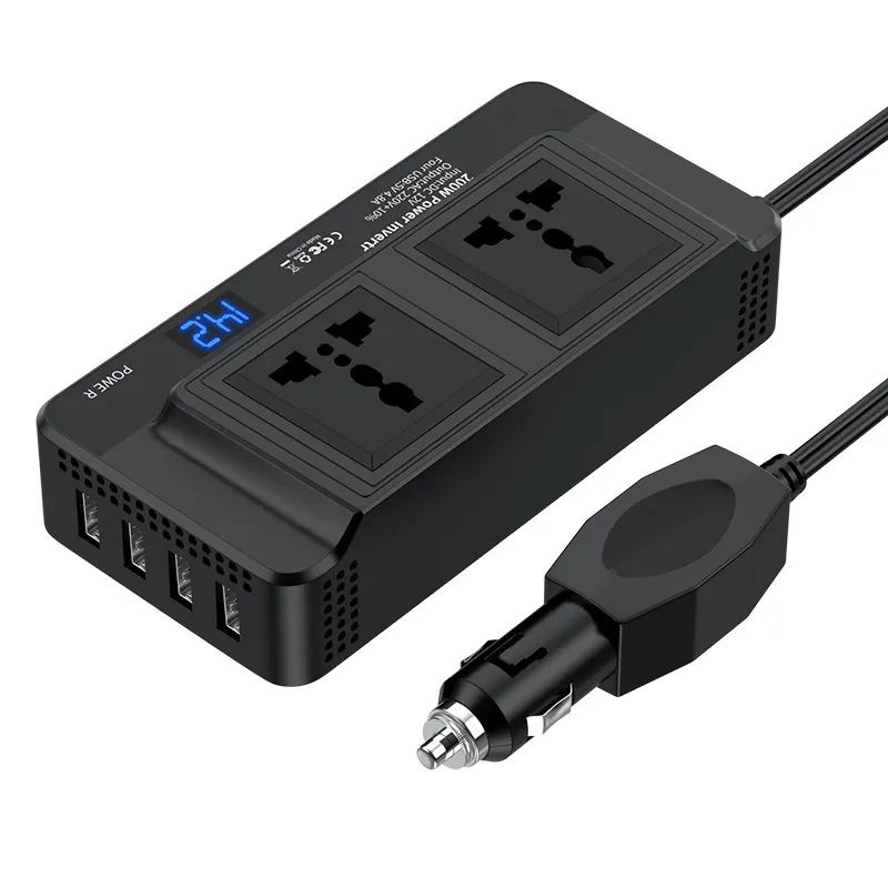 Mini inversor de corriente para coche, convertidor Universal de corriente continua de 200W, 12V, 24V a 110V, 120V, 220V, 230V, 240V, 200W