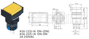 16MM di diametro interruttore a pulsante in plastica rettangolare con LED 1NO 1NC interruttore a pulsante 3A 250V - Product Image 6