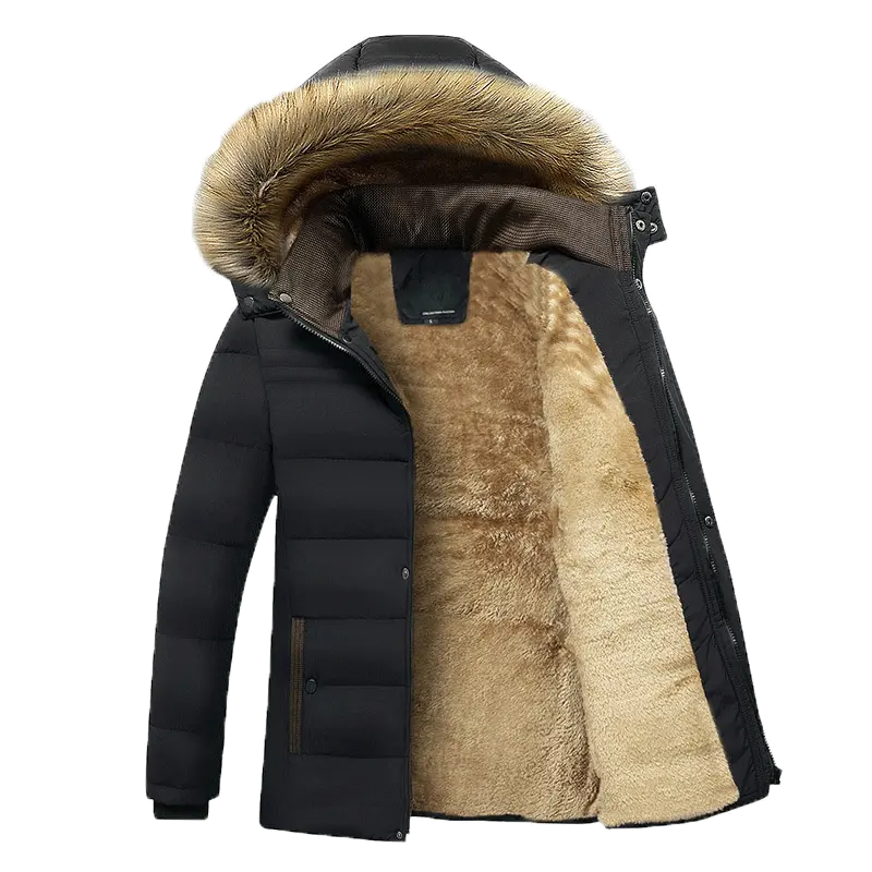 Set esterno invernale da uomo sciolto più velluto spesso inverno caldo cappotto di cotone da uomo in cotone cotone vestiti da uomo