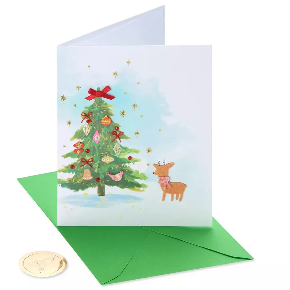 Pacote de impressão personalizada feliz natal, cartões de presente de saudação com envelope