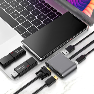 อะแดปเตอร์4 in 1ประเภท C ไปยัง HDTV สายแปลง VGA ฮับ USB 4K x 2K พร้อม VGA HDTV Combo Docking Station - Product Image 5