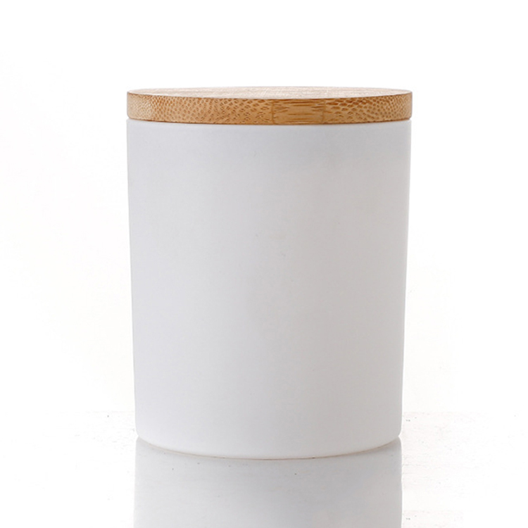 Blanc mat avec couvercle en bambou
