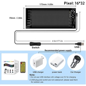 หน้าจอ LED แบบยืดหยุ่น16*32 RGB ขนาดใหญ่แบบ DIY รถบรรทุกหน้าต่างรถยนต์ขนาด173ซม. 5V ควบคุมรูปแบบการโฆษณาโลโก้สภาพใหม่ - Product Image 4