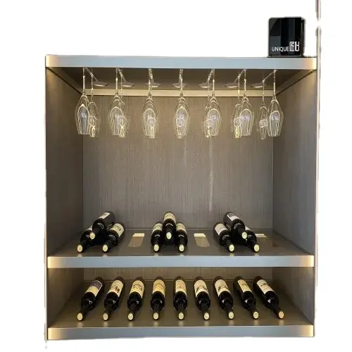 Estante para copas de vino-debajo del Gabinete copas de vino muebles de sala de estar con puerta Barra de exhibición de vidrio maletero