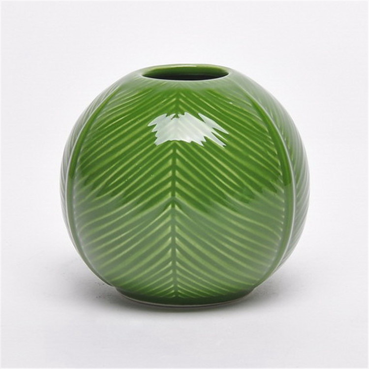 Desktop interior round ceramic ikebana  vases  glazed flora football shape centerpiece vase for weddings countertop