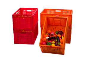 סל פירות סופרמרקט סל מתקפל ו<span class=keywords><strong>stackable</strong></span> pp עם רשת סטייל להובלת ירקות ופירות - Product Image 5