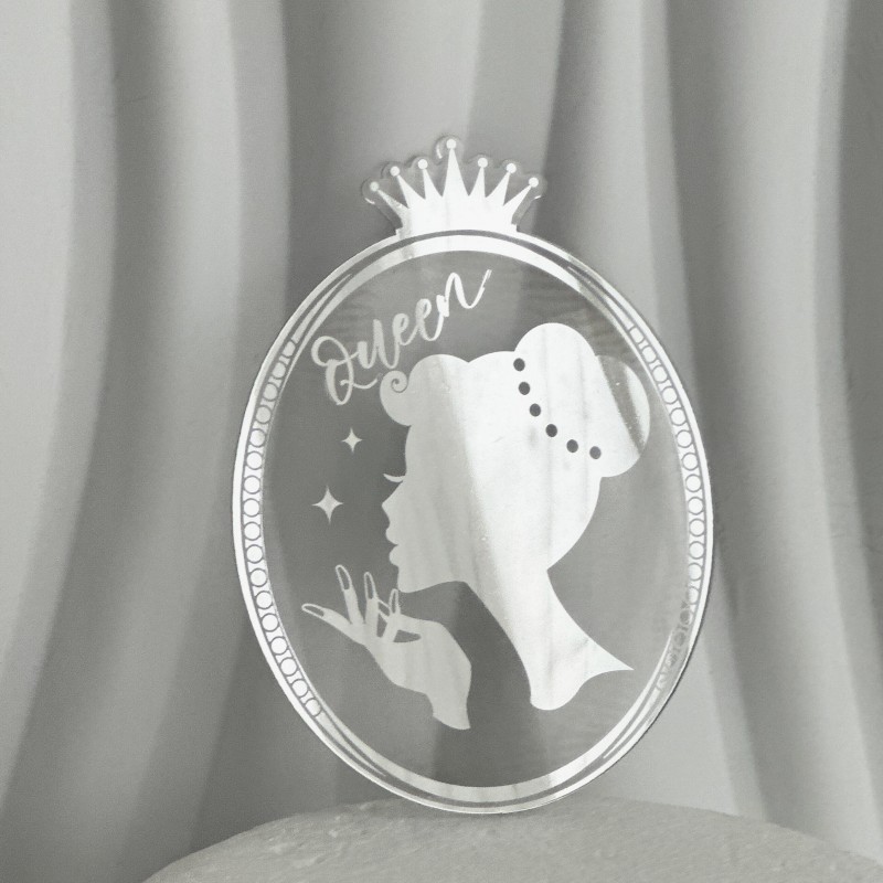 Miroir couronne reine argentée