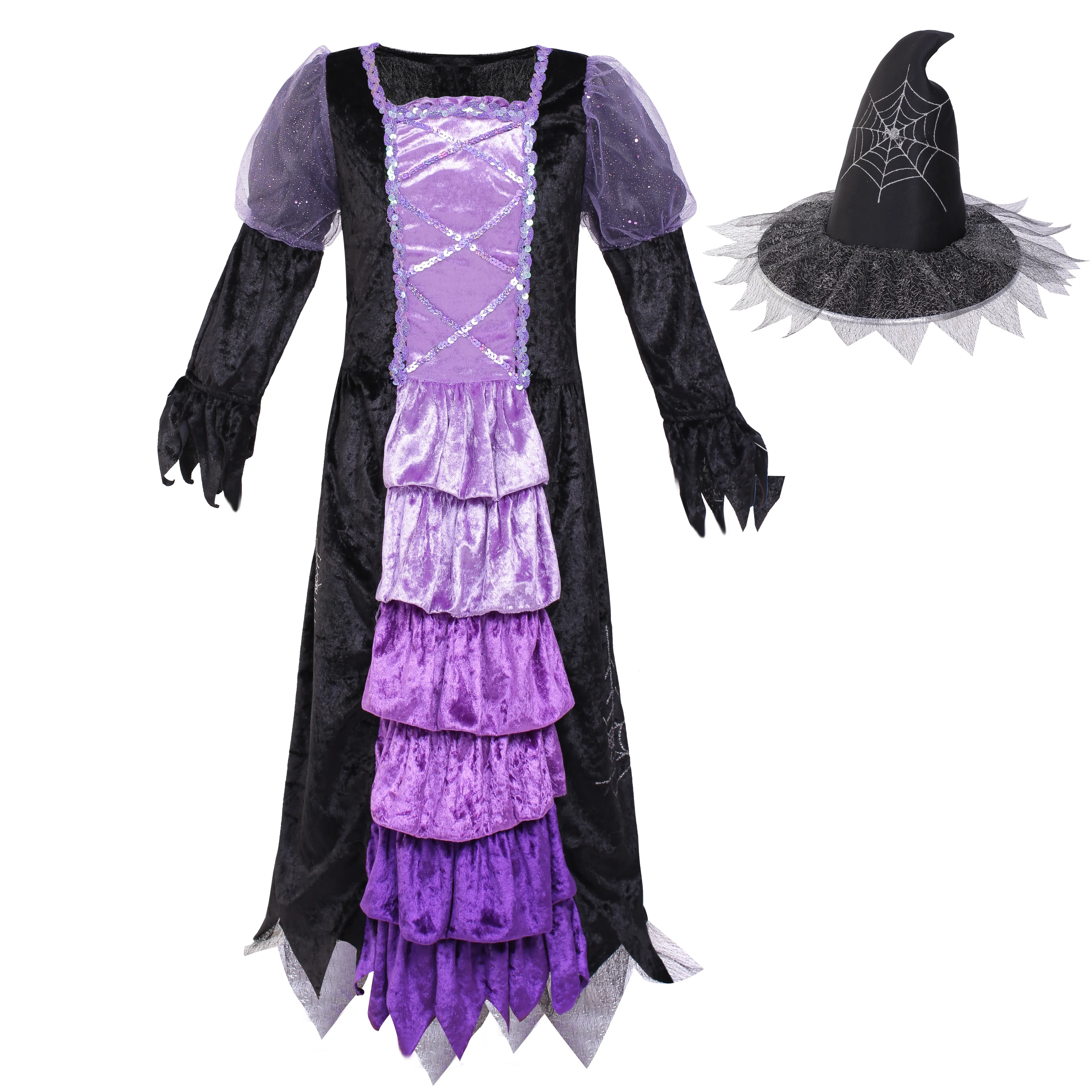 Fantasia da menina da bruxa do dia das bruxas, vestido de halloween para festa fantasia da princesa cosplay