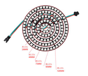 WS2812B anello LED RGB fai-da-te da 37 a 241 pixel moduli rotondi WS2812 SK6812 5050 RGB indirizzabile DC5V LED Circle Arduino Ring