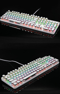 Los mejores Teclados mecánicos para trabajar y jugar Teclado iluminado de ordenador para juegos Teclado de máquina de escribir retro con cable retroiluminado RGB - Product Image 6