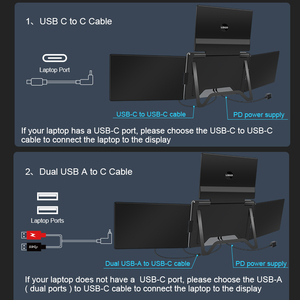 Fopo 14&quot; Laptop Screen <strong>Extender</strong> Monitor Portable 1200p <strong>Quad</strong> Monitor One Cable for Three Displays Game Monitors for Laptop Use - Product Image 6
