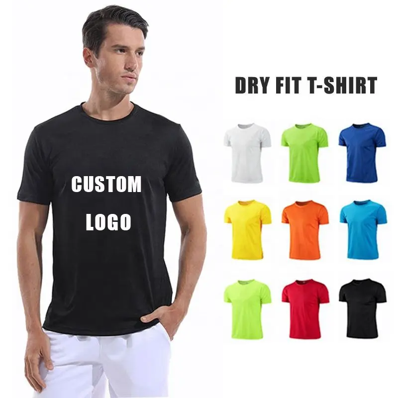 Groothandel Heren T-Shirts Met Logo Custom Logo Bedrukt T-Shirt Blanco Droge Pasvorm 100% Polyester T-Shirt Effen Heren T-Shirts Voor Heren
