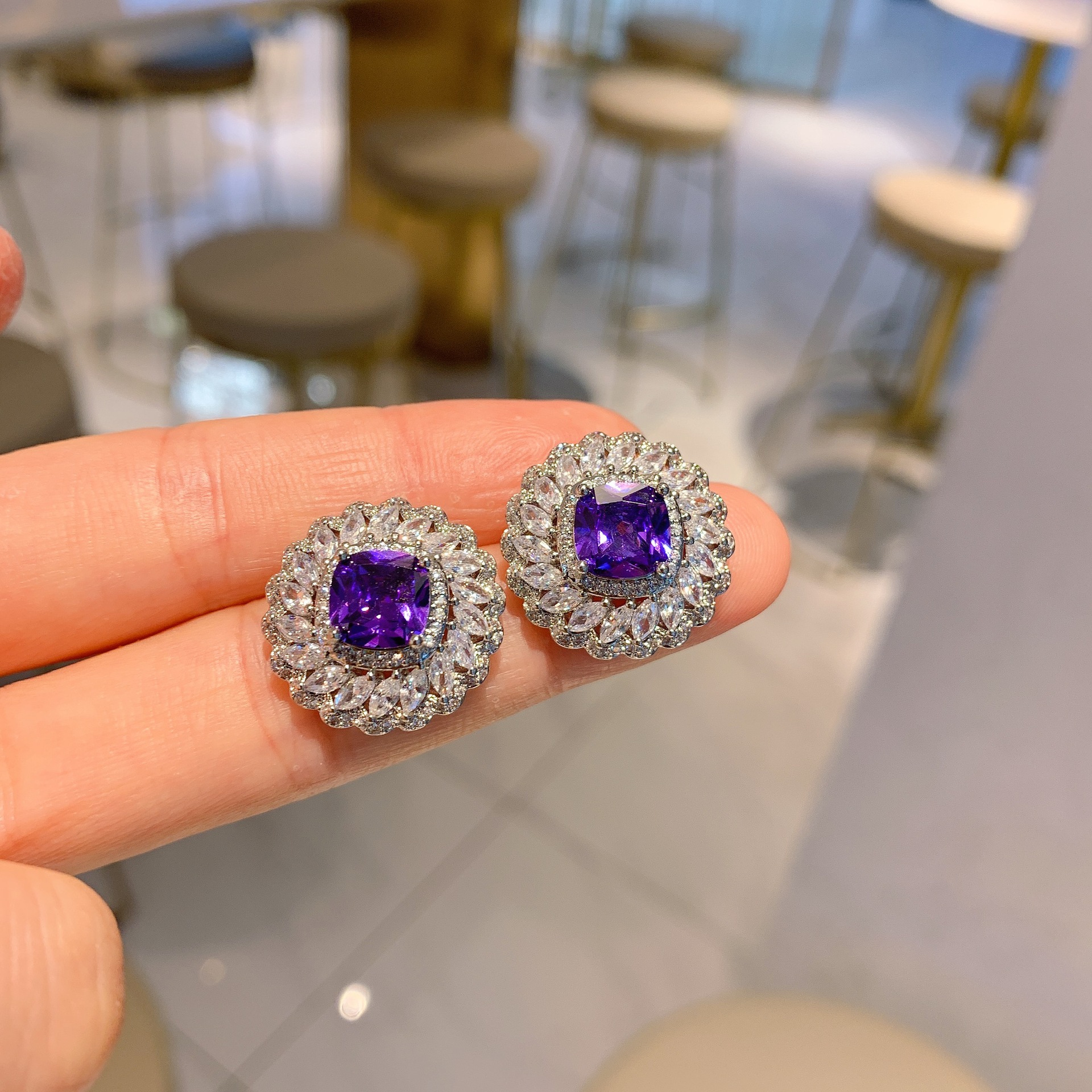 Boucles d'oreilles violet bleu
