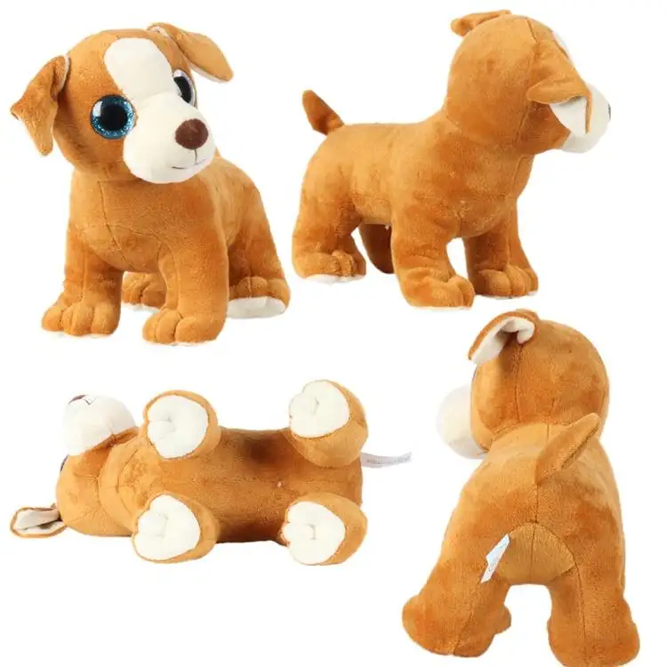 Lindo perro de peluche marrón barato con ojos grandes Diseño barato del OEM Animal relleno Juguete de perro de peluche suave