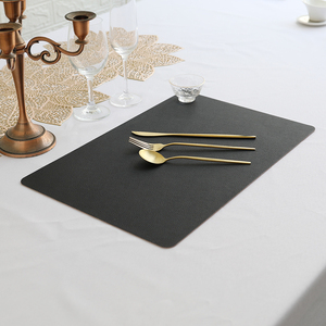批发定制标志PU皮革桌垫矩形双面餐垫餐桌垫黑色 & 棕色 - Product Image 6