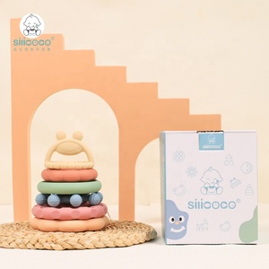 Silicoco BPA ücretsiz bebek yapı taşları diş çıkarma kurbağa yüzük silikon istifleme diş kaşıyıcı çocuk eğitim istifleyici istifleme oyuncak - Product Image 1