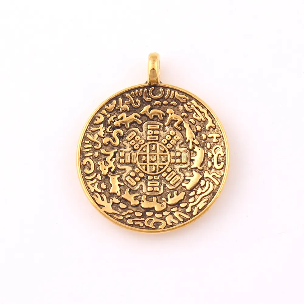 HZY001 comercio garantía de 22mm diagramas buena suerte riqueza fortuna amuleto colgante de aleación de plata tibetana seis palabra colgante mantra