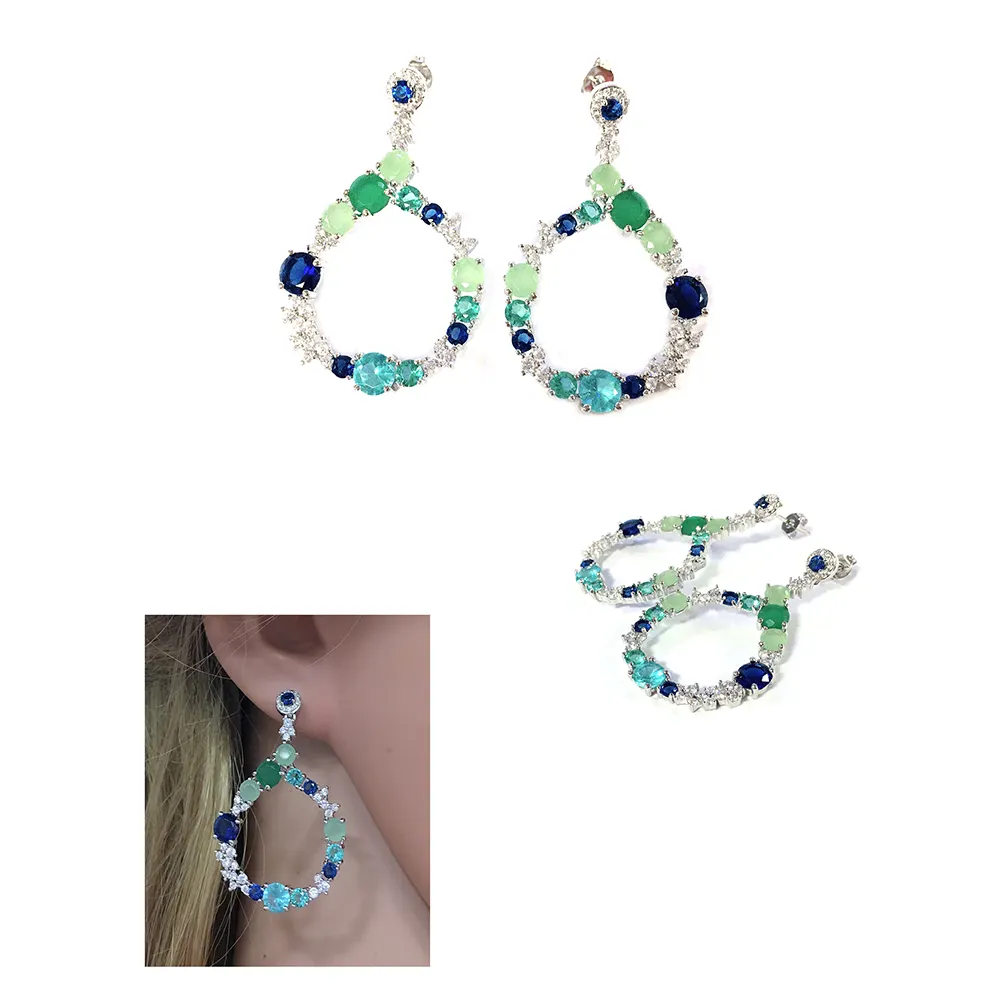 Pendientes de piedra multicolor monki, pendientes elegantes de aleación de oro y plata, regalo Clásico deportivo para fiesta y boda, gran oferta