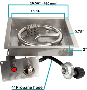 Đầu Đốt Hố Lửa Vuông 420 Mm X 420 Mm Với Bộ Chảo, Cảm Biến Ngọn Lửa, Thép Không Gỉ, Ống Propan, Đánh Lửa Điện Tử - Product Image 4