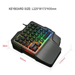 Bir el RGB oyun klavyesi, 35 tuşları USB kablolu gökkuşağı mektuplar Glow tek el klavye ile bilek dinlenme destek multimedya tuşları - Product Image 5