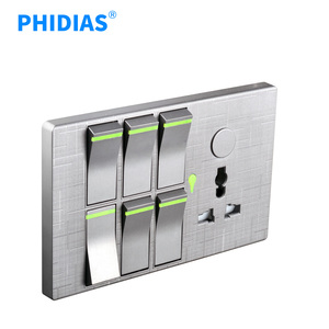 Vendita calda pulsante home wall 6 gang interruttore a parete interruttore di controllo della luce con presa a muro multifunzione elettrica al neon - Product Image 2