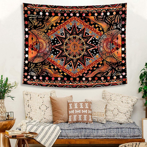 Indie Hippie Mặt trời Mặt Trăng Mandala tapestry-Boho psychedelic Orange thẩm mỹ tường trang trí cho phòng ngủ ký túc xá - Product Image 5