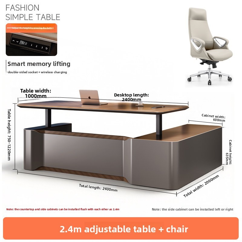 2.4m adjustable height desk + chair