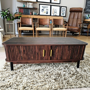 Rãnh giao diện điều khiển TV đứng trang trại phong cách cong cửa trung tâm giải trí phòng khách lưu trữ TV tủ phòng ngủ ứng dụng - Product Image 3