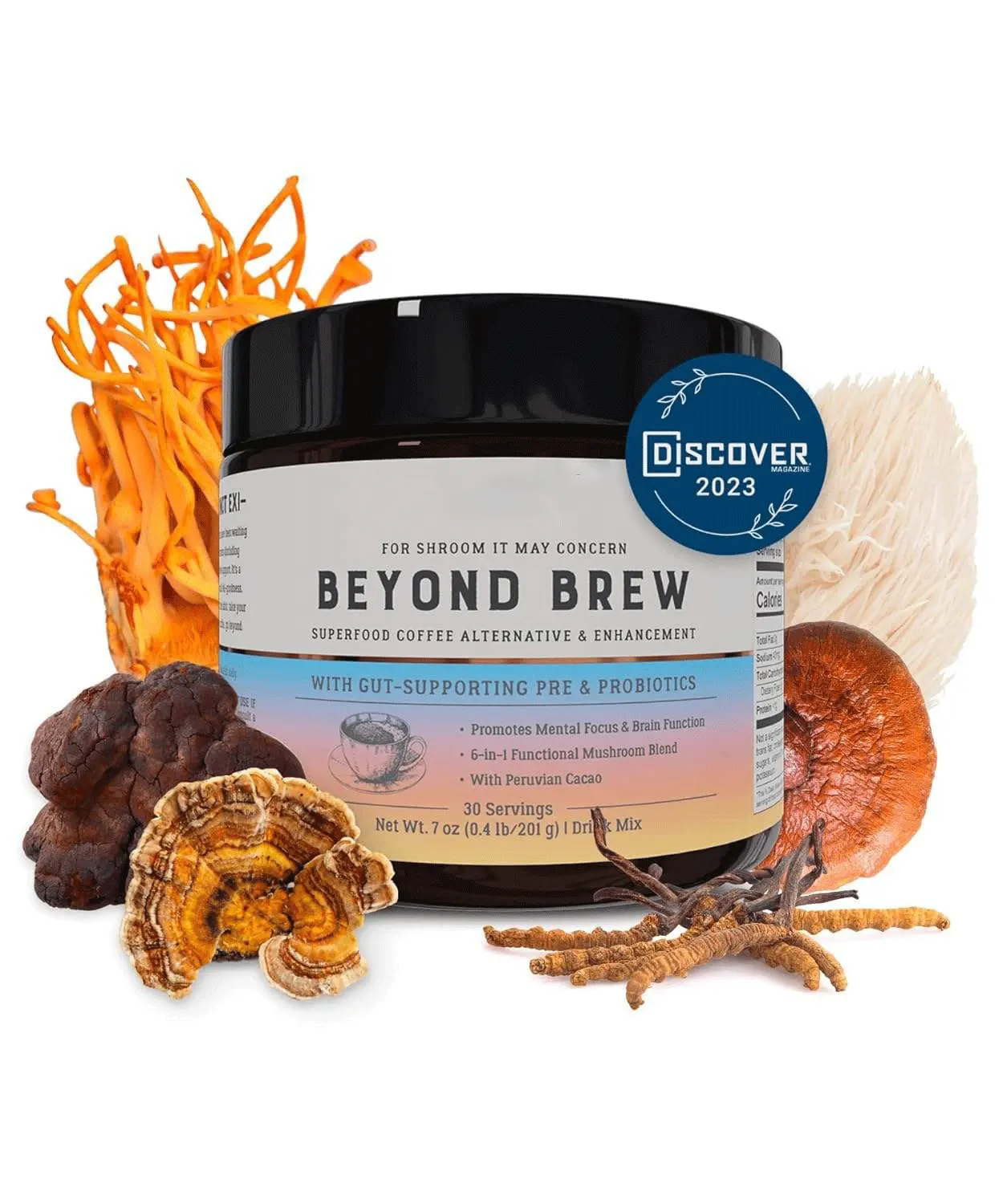 Poudre de café aux champignons OEM Beyond Brew à base de plantes Lions Mane Ganoderma Reishi Cordyceps Extrait de café Alternative faible teneur en caféine