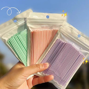 Renkli tek kullanımlık tıbbi aracı plastik saplı kirpik uzantıları temizleme aplikatör pamuklu çubuk - Product Image 1
