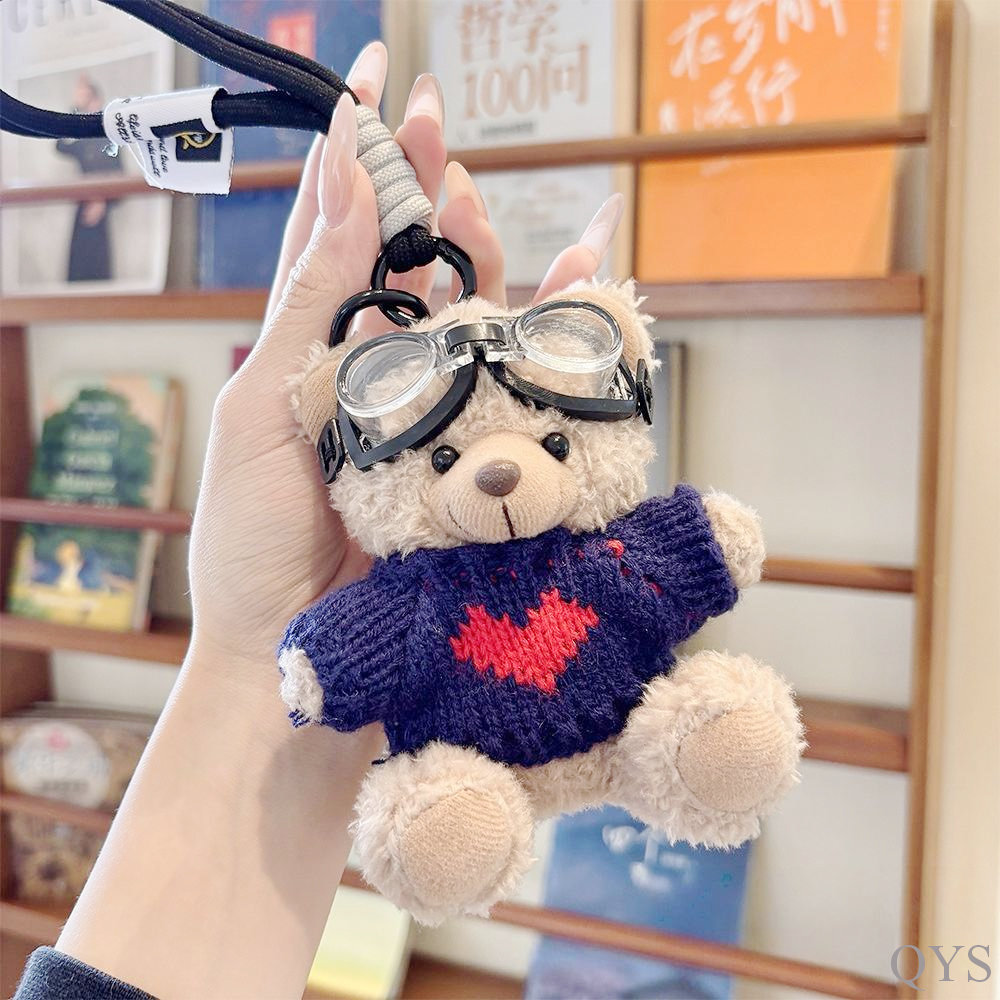 Blue sweater lanyard glasses