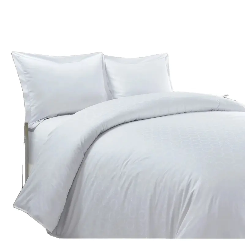 "Luxury Hotel Bed Set: High-Quality Duvet Cover, Pillowcases & Sheets - 50% Cotton, 50% Poly, Jacquard 300TC, 125GSM"